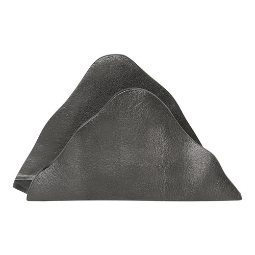 Dark gray leather decorative accents with smooth, curved edges, featuring a minimalist design. Perfect for modern decor.