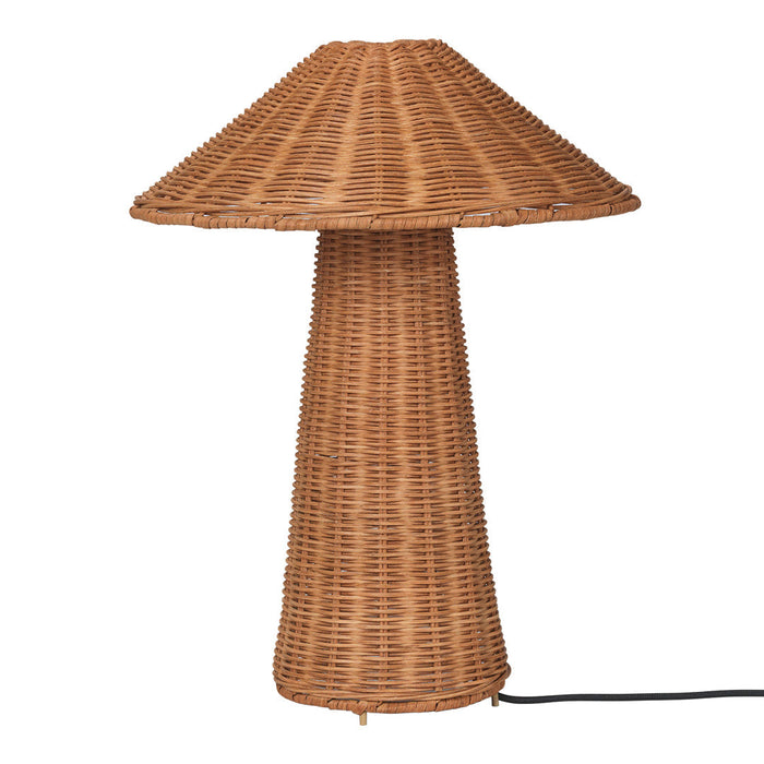 Bohemian-style wicker lamp in natural brown tones with a textured, woven pattern. Ideal for warm, rustic decor.