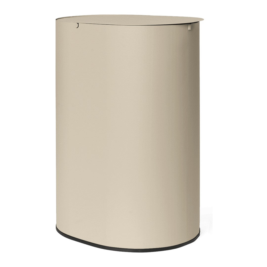 Beige cylindrical storage container with a smooth finish and minimalistic design. Ideal for modern decor.