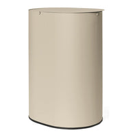 Beige cylindrical storage container with a smooth finish and minimalistic design. Ideal for modern decor.