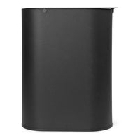 Sleek black metal waste bin with a smooth matte finish, ideal for modern decor.