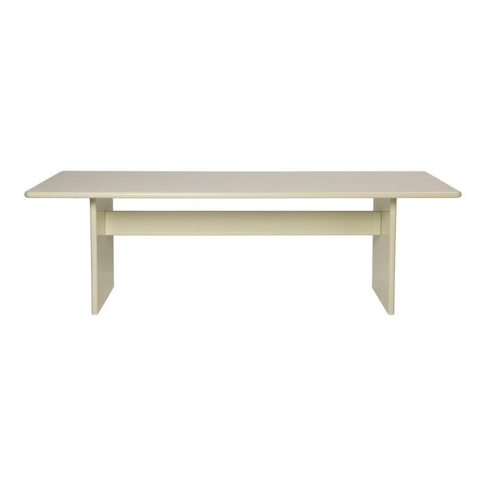 Beige modern rectangular table with a smooth finish and minimalistic design. Ideal for contemporary interiors.