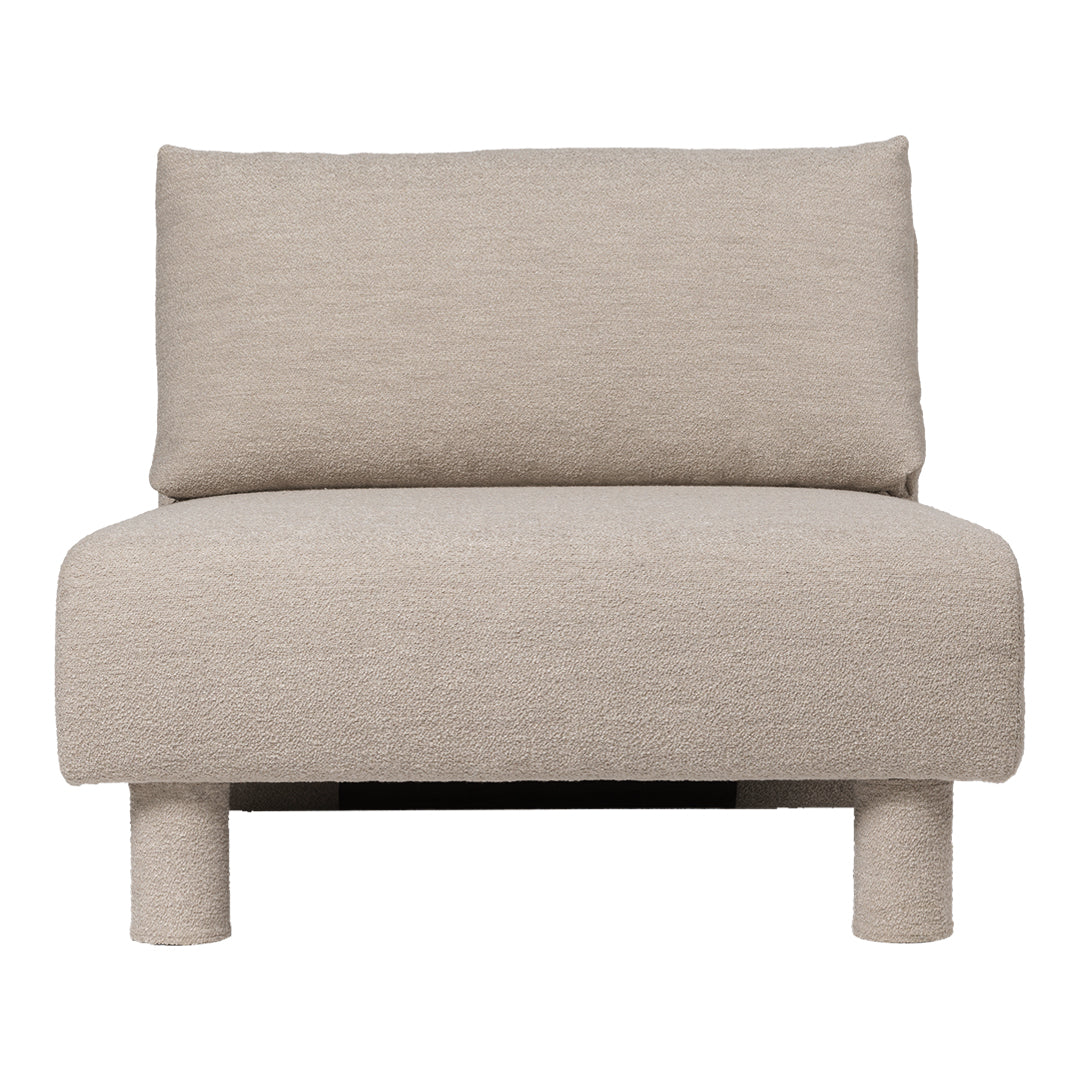 Beige fabric sofa with minimalist design and soft texture, featuring a simple, modern style ideal for any room.
