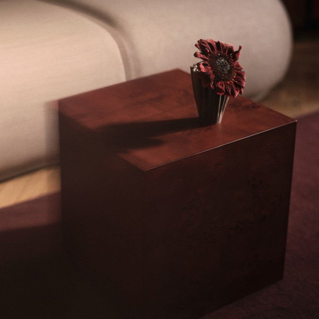 Burl Cube Side Table