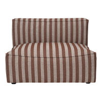 Brown and beige striped upholstered chair with a contemporary design and comfortable backrest. Perfect for stylish interiors.