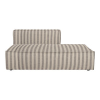 Gray and beige striped fabric chaise lounge with a sleek modern design. Perfect for stylish living spaces.