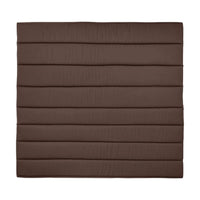 Brown quilted cushion featuring horizontal stripe pattern for added texture and comfort.