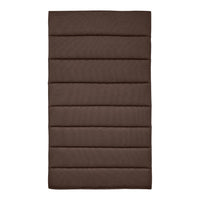 Brown quilted mattress with vertical stripes and a textured pattern, ideal for comfort and style.
