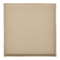Beige square cushion with a smooth texture and subtle, solid pattern. Ideal for home decor.