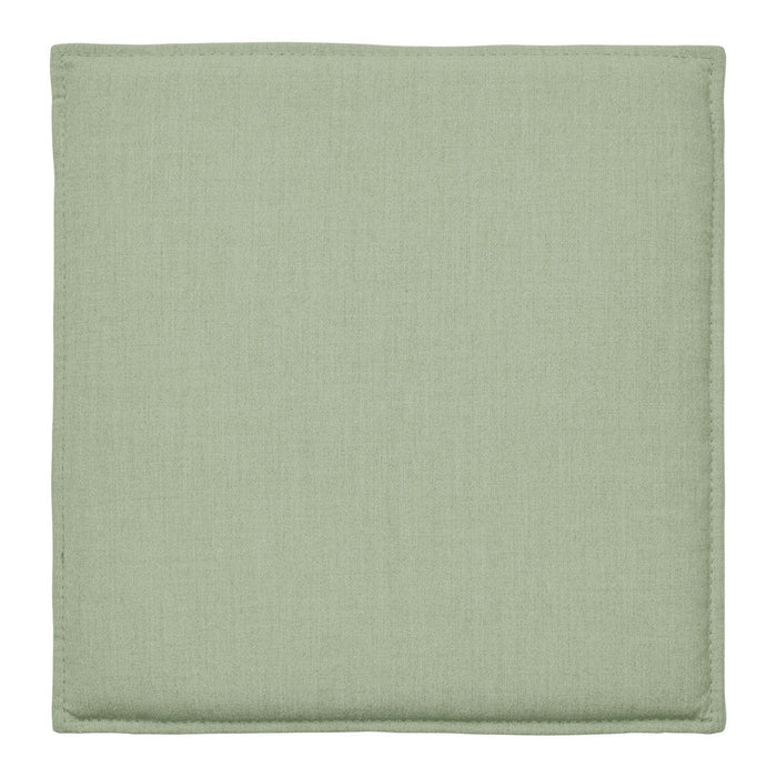 Soft sage green fabric square with a smooth texture, ideal for home decor or upholstery projects.