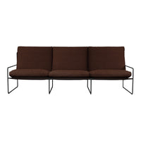 Modern brown sofa with a minimalist black metal frame and smooth, clean lines. Perfect for stylish interiors.