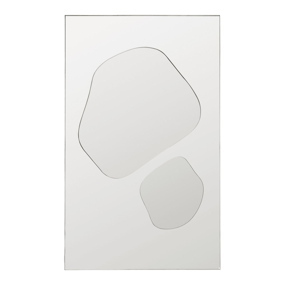 Abstract white mirror with unique organic shapes, featuring smooth contours and minimalist design.