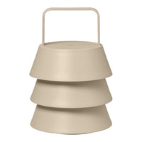 Stacked tan containers with a smooth finish and a minimalist design. Perfect for stylish, organized storage.