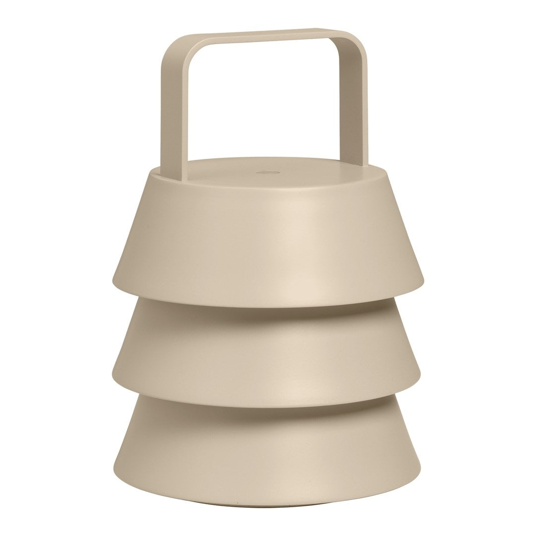 Beige three-tiered tray with a sleek handle, featuring a modern, minimalist design. Perfect for stylish storage solutions.