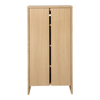 Light oak wood wardrobe with clean lines and subtle grain pattern, featuring simple vertical slits for a modern look.