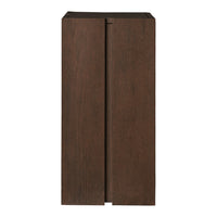 Dark brown wooden cabinet with a sleek, modern design and smooth surface. Perfect for minimalistic decor.