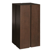 Dark walnut wood cabinet with a smooth, minimalist design and two vertical panel accents. Ideal for modern spaces.