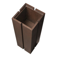 Rustic brown rectangular vase with a smooth finish and vertical grooves for modern decor. Perfect for any setting.