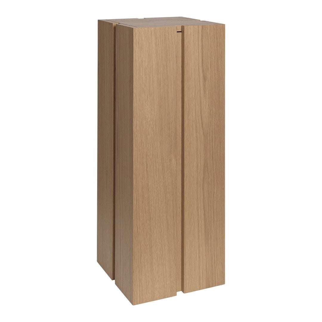 Light natural wood grain cabinet with a sleek, minimalist design and subtle vertical grooves. Perfect for modern decor.