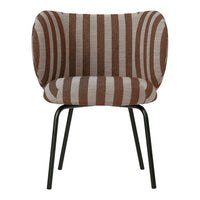 Brown and beige striped chair with a modern design and black legs, ideal for stylish interior decor.