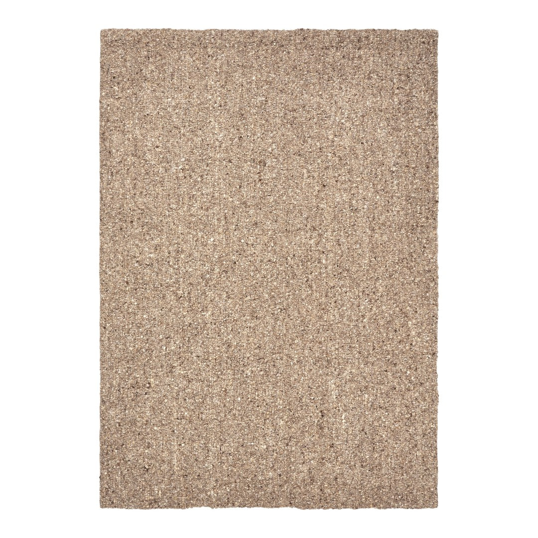Beige woven area rug with textured natural fibers and a subtle pattern, perfect for warm, earthy décor.