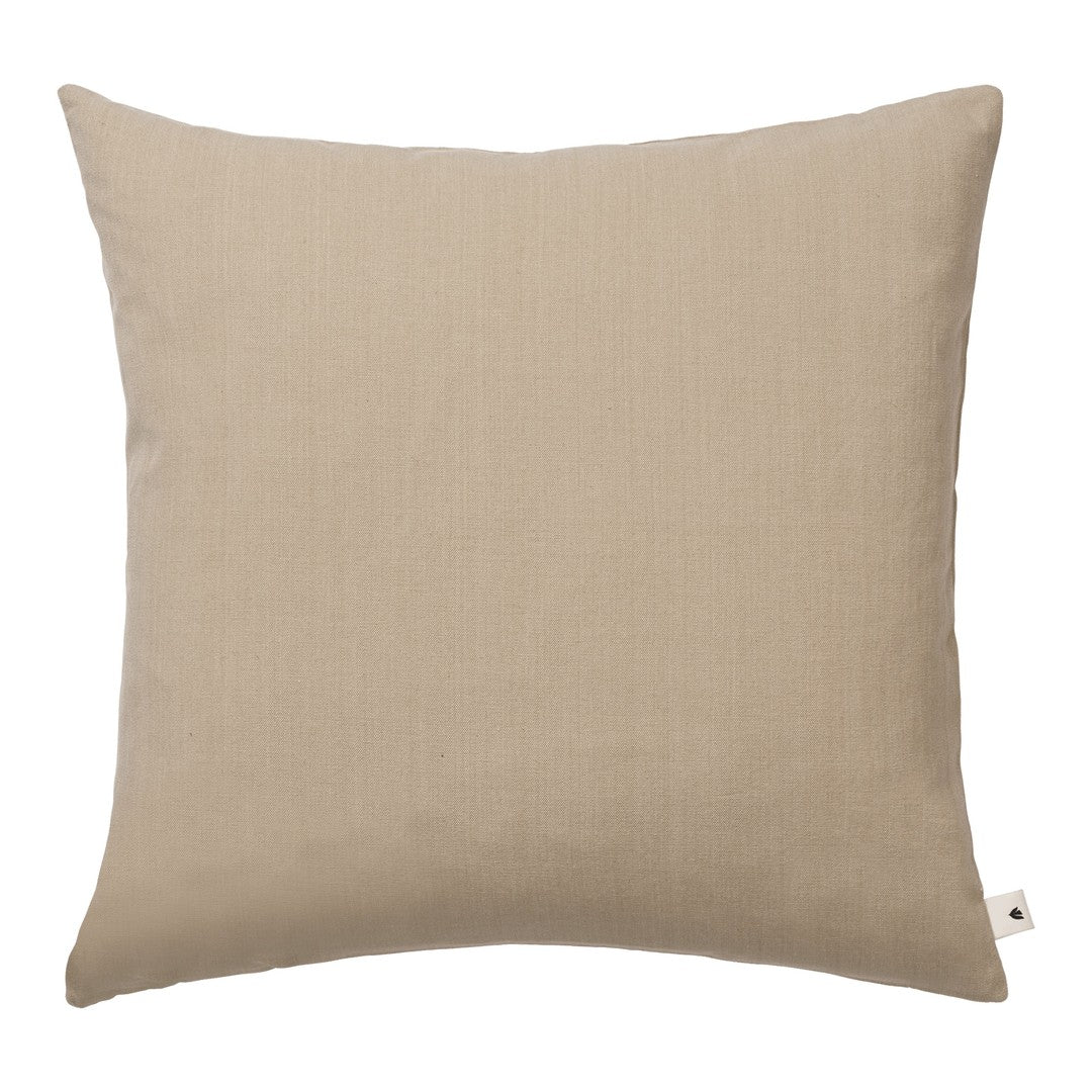 Beige square pillow with a smooth, solid texture, perfect for modern home decor.