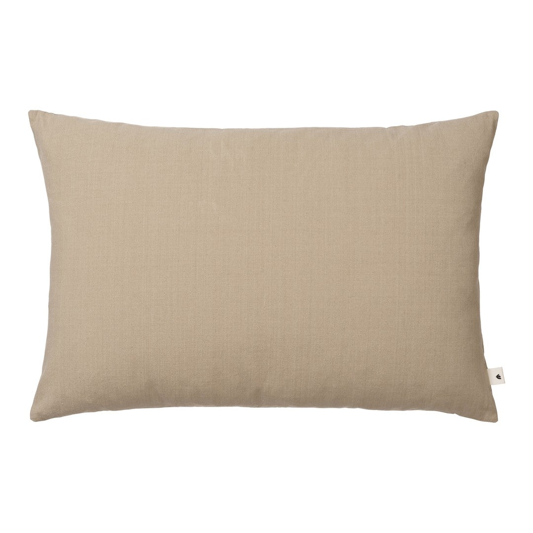 Beige textured rectangle pillow with a simple, elegant design. Perfect for neutral home decor.
