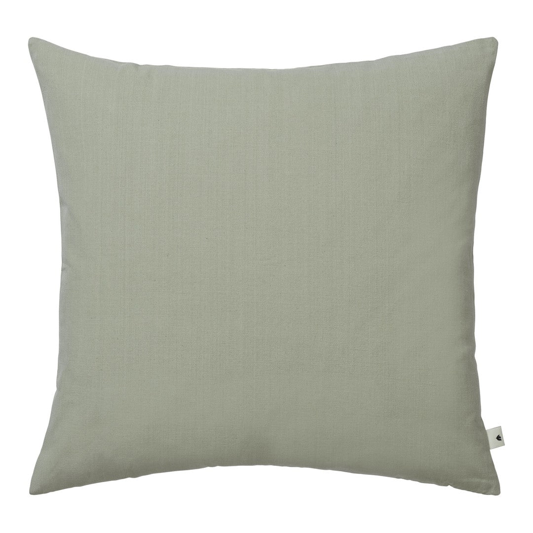 Soft sage green pillow featuring a smooth, solid texture for a minimalist touch to any decor.