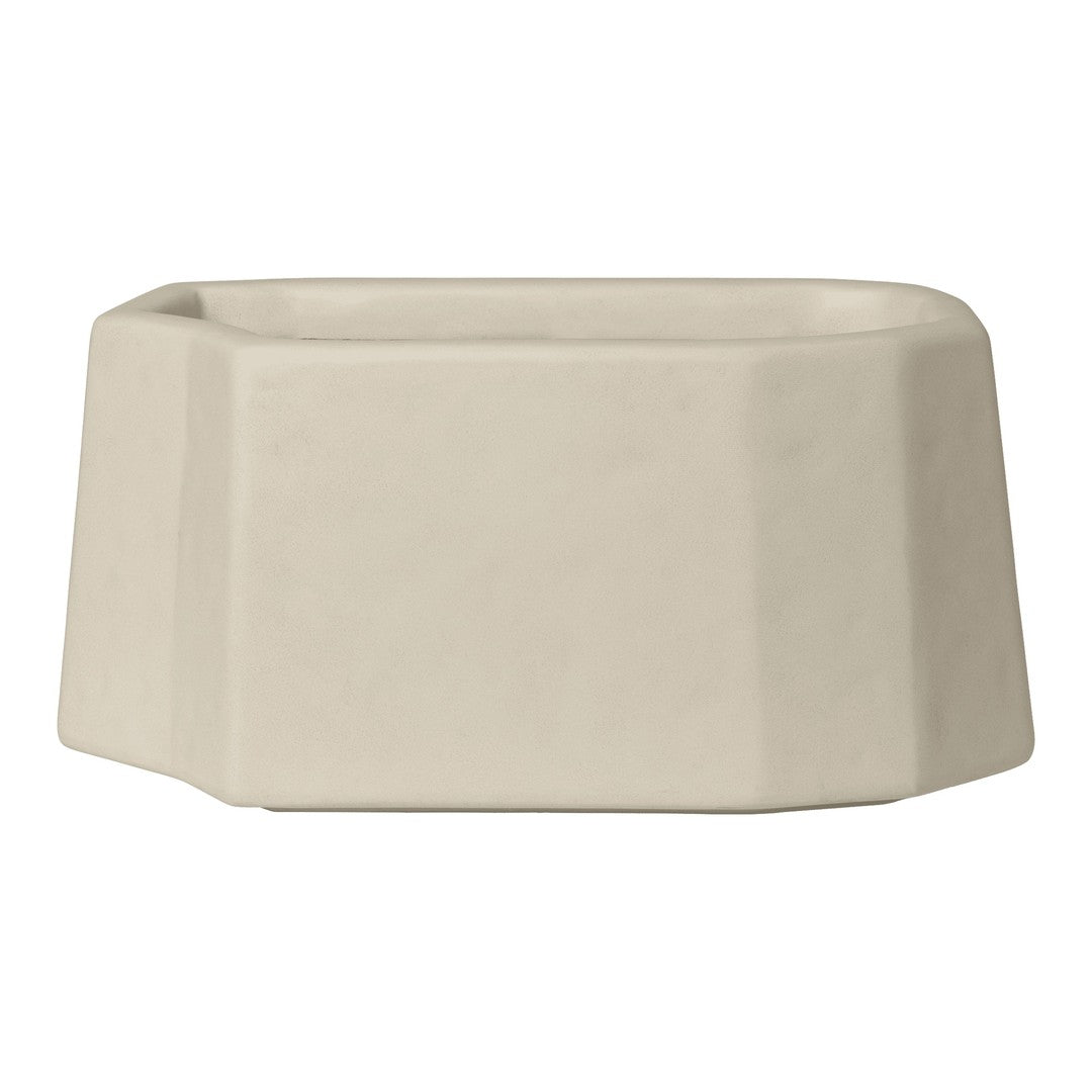 Beige geometric planter with a smooth finish and angular design, perfect for modern decor. Ideal for indoor plants.