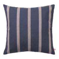 Navy blue pillow with wide beige stripes, adding a modern touch to home decor. Perfect for stylish interiors.