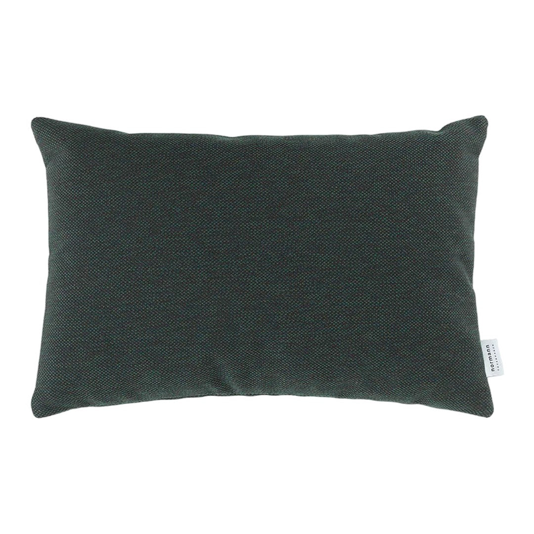 Dark green pillow with a subtle textured pattern, perfect for adding a cozy touch to any decor.