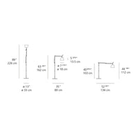 "Detailed lamp dimensions in sleek black and white design, showcasing minimalist lines and elegant patterns."