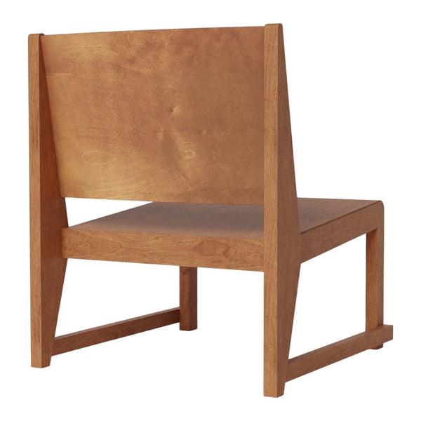 Minimalist wooden chair in warm honey brown finish with smooth, natural grain pattern. Perfect for modern decor.