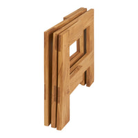 Folding bamboo table displaying natural wood tones and smooth grain pattern, perfect for modern decor.