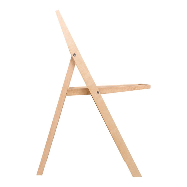 Light wooden chair with a smooth finish and minimalist design, showcasing natural wood grain patterns.