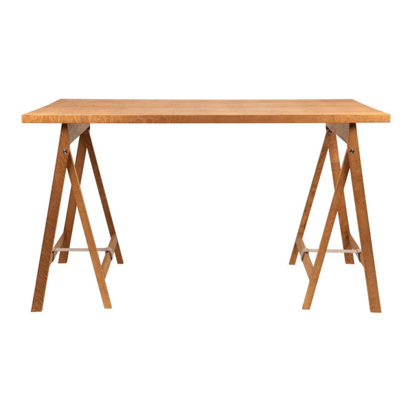 Natural wood grain table with a light brown finish and streamlined, modern design. Perfect for minimalist décor.