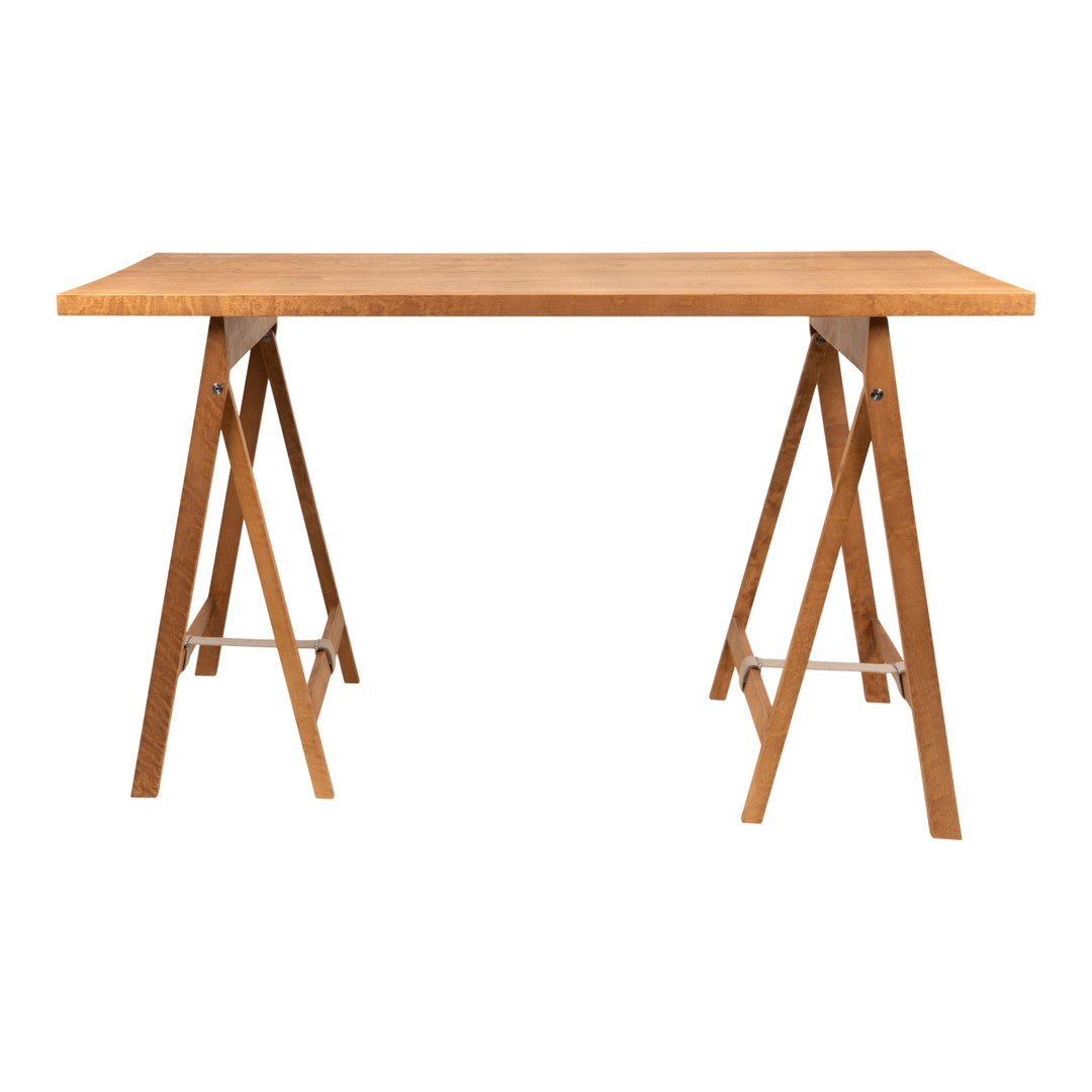 Wooden table featuring a natural oak finish with a minimalist design and a smooth surface.