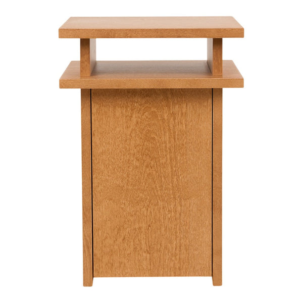 Light brown wooden side table with a smooth finish and simple, modern design. Ideal for any decor style.