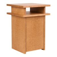 Light brown wooden side table with a simple square design and smooth finish. Suitable for modern decor.