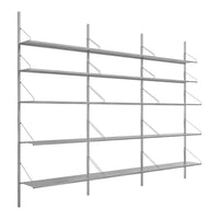 Sleek white shelving unit with minimalistic design and open shelving pattern, ideal for modern spaces.