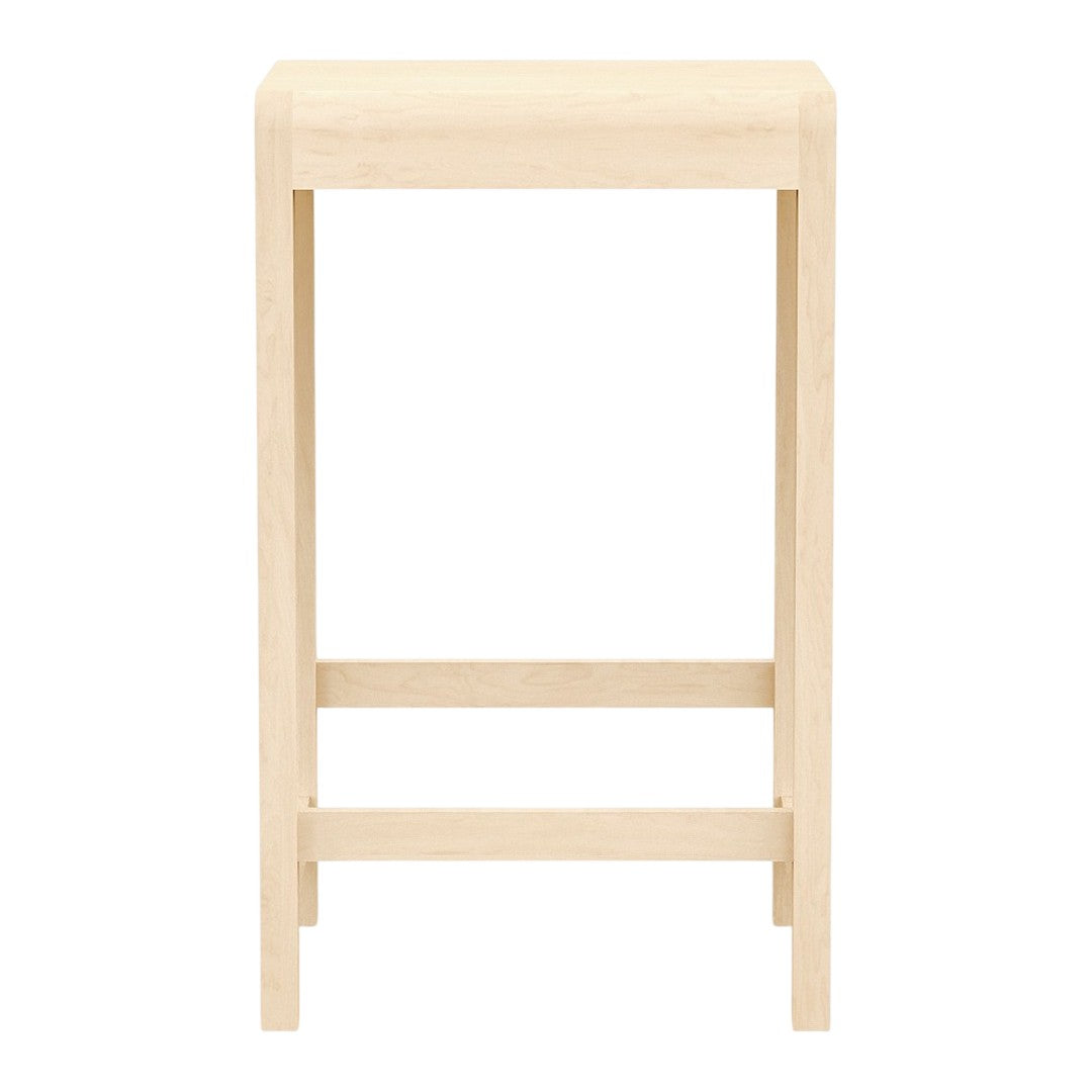 Natural wood bar stool in light beige, showcasing a simple, smooth design with no visible patterns.