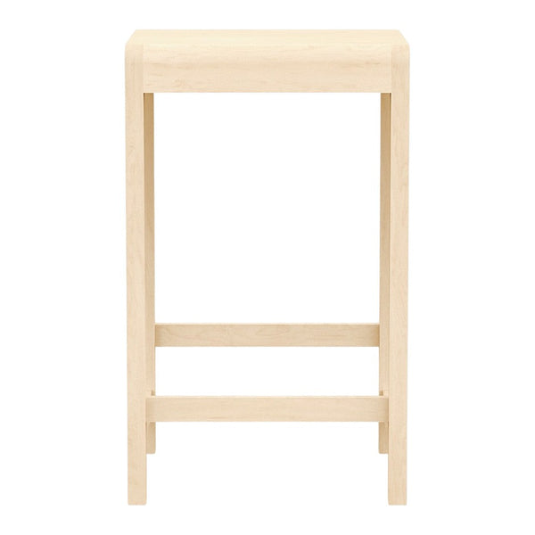 Natural wood bar stool in light beige, showcasing a simple, smooth design with no visible patterns.