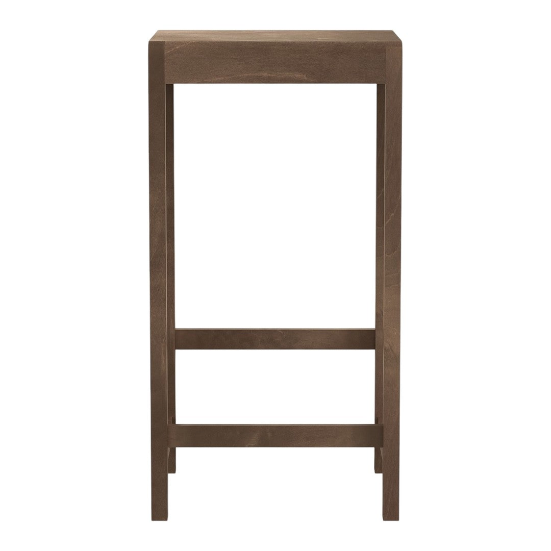 Solid brown wood bar table with a sleek, minimalist design and no intricate patterns. Perfect for modern decor.