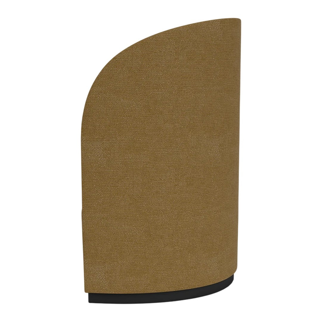 Brown textured fabric with a smooth, curved design and a contrasting black base. Elegant and modern appearance.