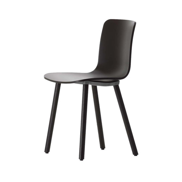 Minimalist black chair with a smooth, sleek finish and straight black legs, perfect for modern decor.