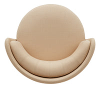 Beige textured round chair with soft contours and minimalist design, perfect for modern interiors.