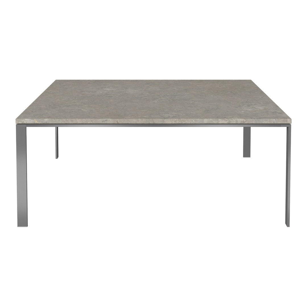 Gray textured tabletop with sleek metal legs, perfect for modern interiors.