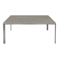 Gray textured tabletop with sleek metal legs, perfect for modern interiors.