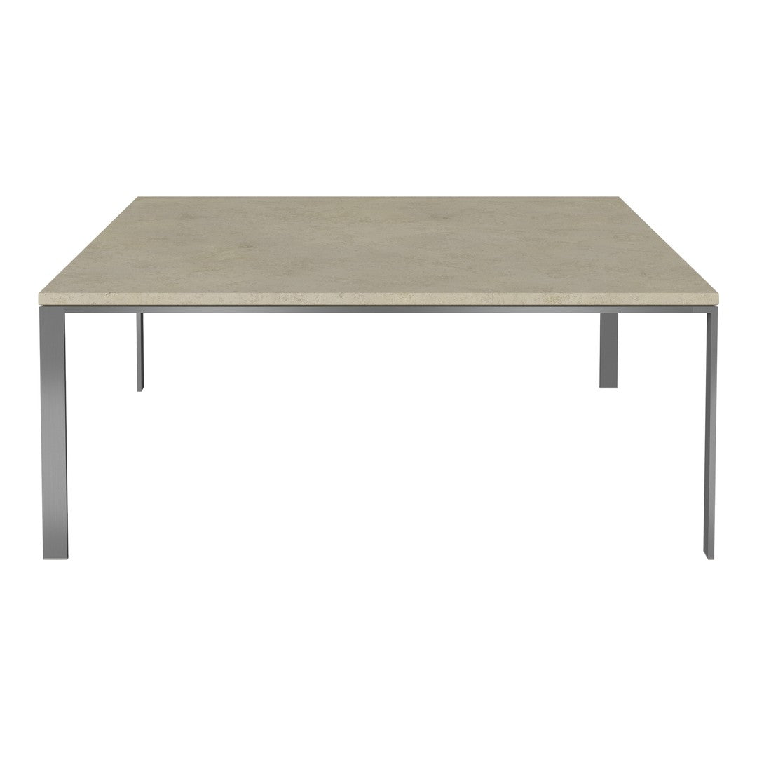 Gray concrete tabletop with a smooth, minimalist design, supported by sleek metal legs. Perfect for modern decor.