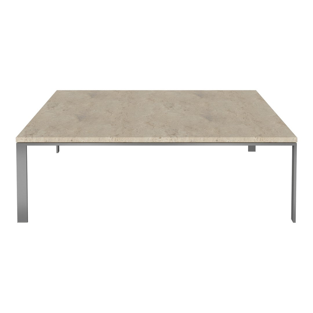 Beige textured tabletop with modern gray metal legs, featuring a minimalist design perfect for contemporary spaces.